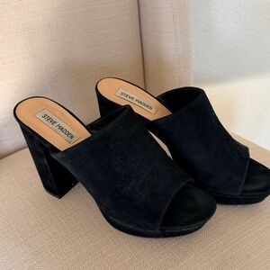 Steve Madden Black Suede Mules